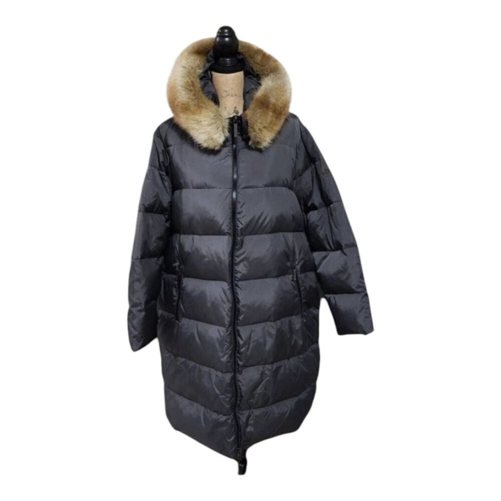 MICHAEL Kors steel Grey maxi long Faux fur hooded puffer coat plus‎ size 2X New - Picture 5 of 14